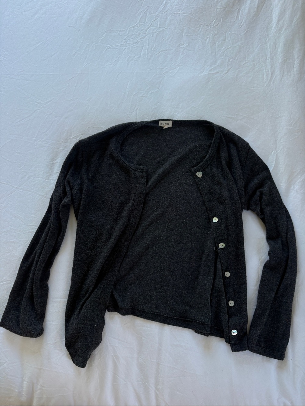 DONNI. Charcoal Button-Front Women's Cardigan